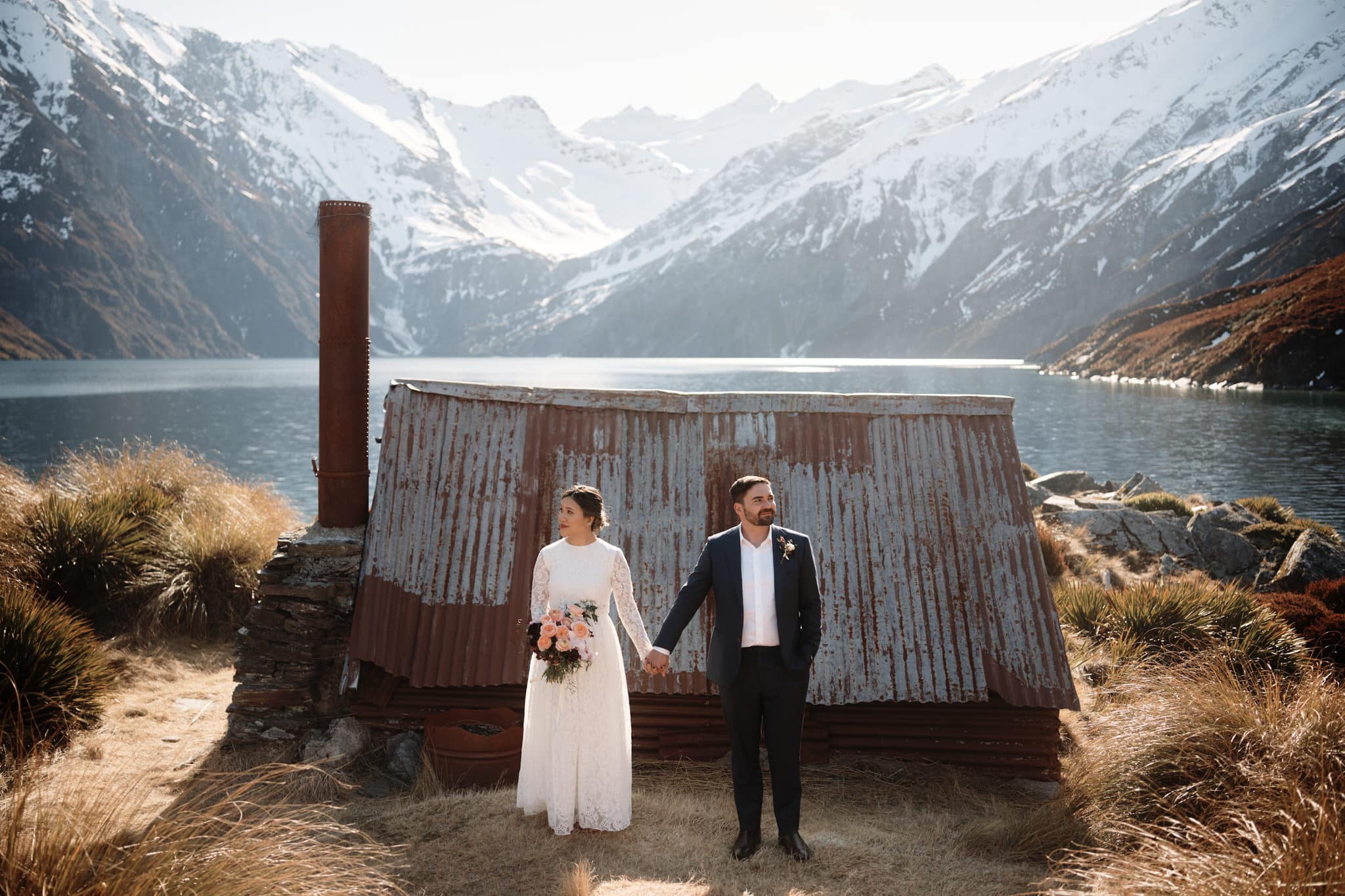 lake lochnagar heli wedding elopement photographer queenstown new zealand nz